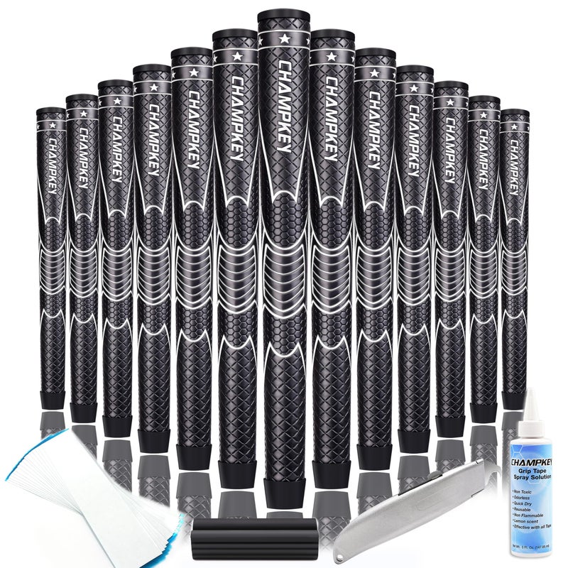 CHAMPKEY Comfortable Polyurethane Golf Grips 13 Pack - Multi Texture Control Golf Club Grips - Come with Full Repair Kitsï¼ˆBlueï¼ŒStandardï¼‰ - Image 1